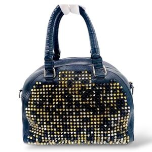 Christian Louboutin Panettone Boston Multicolor Spiked Black Leather Bag